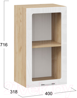 Шкаф навесной для кухни ТриЯ Весна 1В4С (дуб крафт золотой/белый глянец)