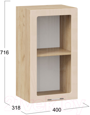 Шкаф навесной для кухни ТриЯ Весна 1В4С (дуб крафт золотой/ваниль глянец)