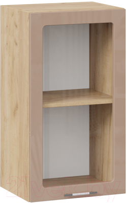 Шкаф навесной для кухни ТриЯ Весна 1В4С (дуб крафт золотой/кофе с молоком) - фото