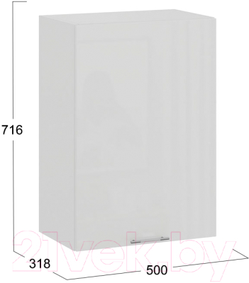 Шкаф навесной для кухни ТриЯ Весна 1В5 (белый/белый глянец)
