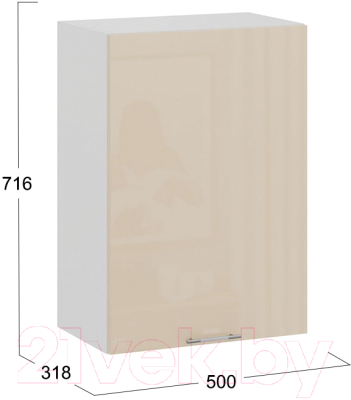 Шкаф навесной для кухни ТриЯ Весна 1В5 (белый/ваниль глянец)
