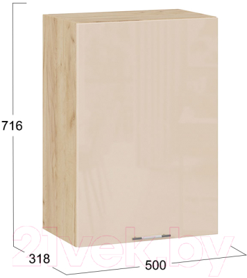 Шкаф навесной для кухни ТриЯ Весна 1В5 (дуб крафт золотой/ваниль глянец)