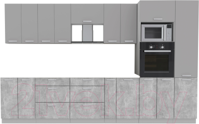 Готовая кухня Интерлиния Мила Лайт 3.4 ВТ без столешницы - фото