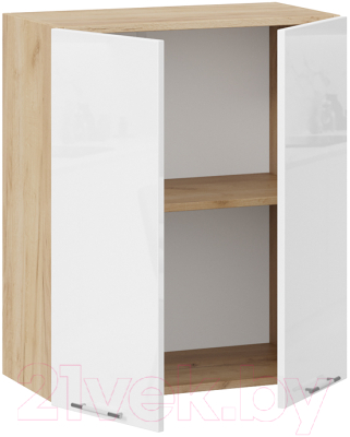 Шкаф навесной для кухни ТриЯ Весна 1В6 (дуб крафт золотой/белый глянец)