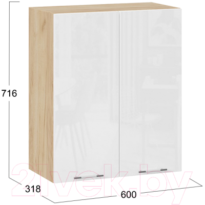 Шкаф навесной для кухни ТриЯ Весна 1В6 (дуб крафт золотой/белый глянец)
