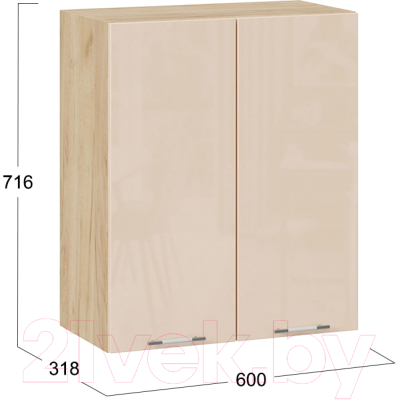 Шкаф навесной для кухни ТриЯ Весна 1В6 (дуб крафт золотой/ваниль глянец)