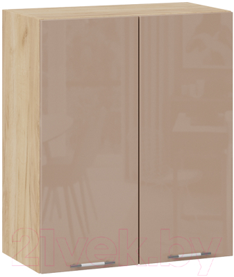 Шкаф навесной для кухни ТриЯ Весна 1В6 (дуб крафт золотой/кофе с молоком) - фото