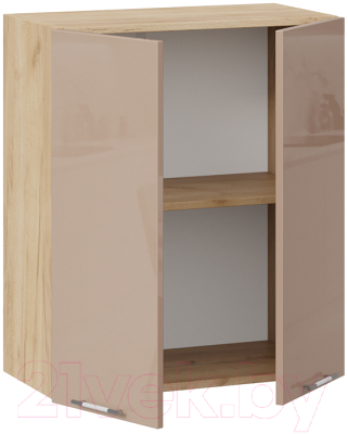 Шкаф навесной для кухни ТриЯ Весна 1В6 (дуб крафт золотой/кофе с молоком)