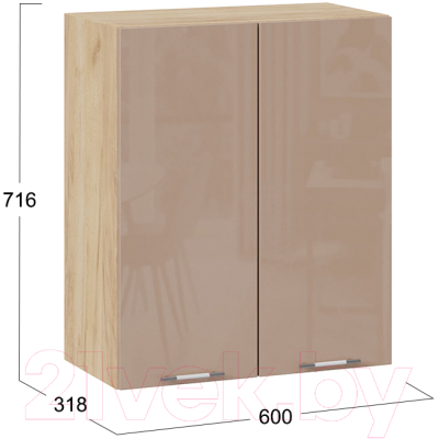 Шкаф навесной для кухни ТриЯ Весна 1В6 (дуб крафт золотой/кофе с молоком)