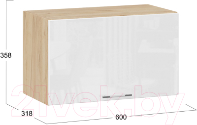 Шкаф под вытяжку ТриЯ Весна 1В6Г (дуб крафт золотой/белый глянец)