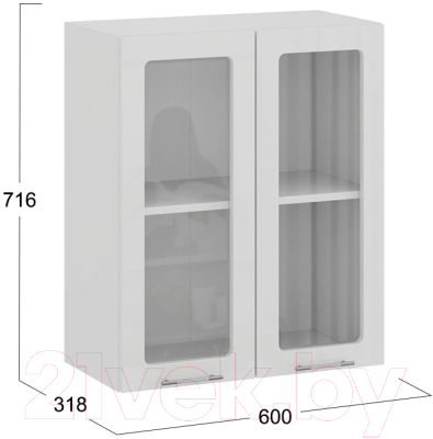 Шкаф навесной для кухни ТриЯ Весна 1В6С (белый/белый глянец)