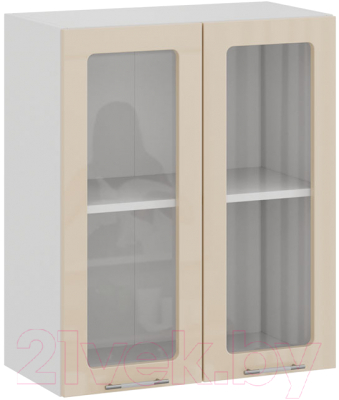 Шкаф навесной для кухни ТриЯ Весна 1В6С (белый/ваниль глянец) - фото
