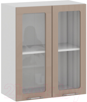 Шкаф навесной для кухни ТриЯ Весна 1В6С (белый/кофе с молоком) - фото