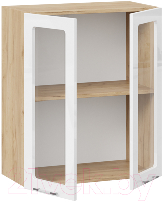 Шкаф навесной для кухни ТриЯ Весна 1В6С (дуб крафт золотой/белый глянец)