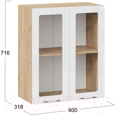Шкаф навесной для кухни ТриЯ Весна 1В6С (дуб крафт золотой/белый глянец)
