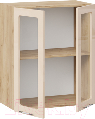 Шкаф навесной для кухни ТриЯ Весна 1В6С (дуб крафт золотой/ваниль глянец)