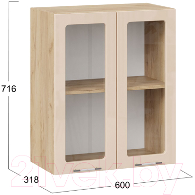 Шкаф навесной для кухни ТриЯ Весна 1В6С (дуб крафт золотой/ваниль глянец)