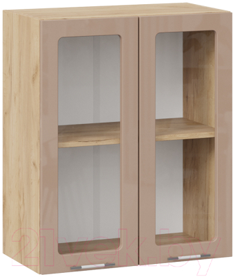 Шкаф навесной для кухни ТриЯ Весна 1В6С (дуб крафт золотой/кофе с молоком) - фото