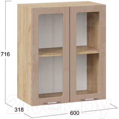 Шкаф навесной для кухни ТриЯ Весна 1В6С (дуб крафт золотой/кофе с молоком)