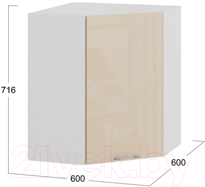 Шкаф навесной для кухни ТриЯ Весна 1В6У (белый/ваниль глянец)