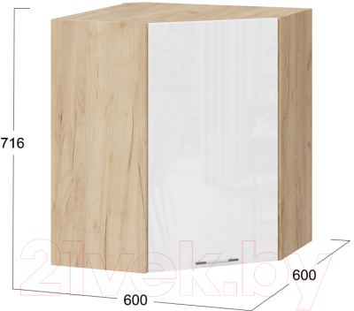 Шкаф навесной для кухни ТриЯ Весна 1В6У (дуб крафт золотой/белый глянец)