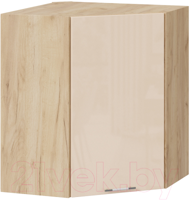 Шкаф навесной для кухни ТриЯ Весна 1В6У (дуб крафт золотой/ваниль глянец) - фото