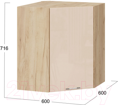 Шкаф навесной для кухни ТриЯ Весна 1В6У (дуб крафт золотой/ваниль глянец)