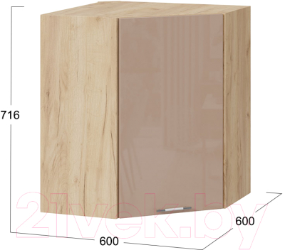 Шкаф навесной для кухни ТриЯ Весна 1В6У (дуб крафт золотой/кофе с молоком)