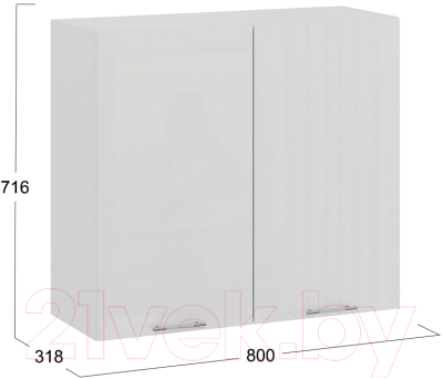 Шкаф навесной для кухни ТриЯ Весна 1В8 (белый/белый глянец)