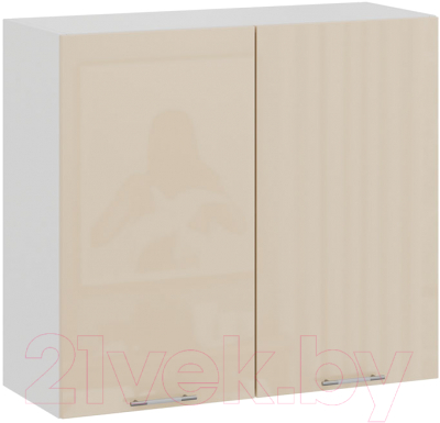 Шкаф навесной для кухни ТриЯ Весна 1В8 (белый/ваниль глянец) - фото