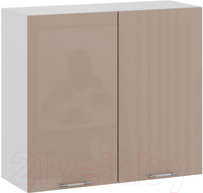 Шкаф навесной для кухни ТриЯ Весна 1В8 (белый/кофе с молоком) - фото