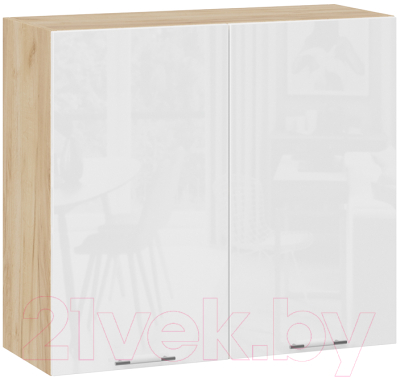 Шкаф навесной для кухни ТриЯ Весна 1В8 (дуб крафт золотой/белый глянец) - фото