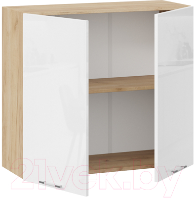 Шкаф навесной для кухни ТриЯ Весна 1В8 (дуб крафт золотой/белый глянец)