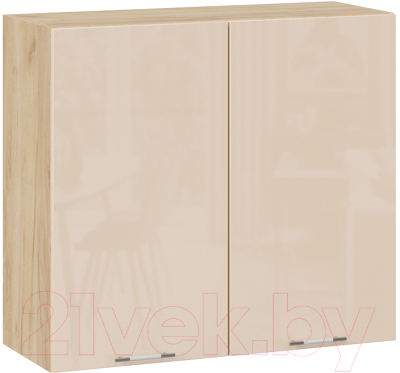 Шкаф навесной для кухни ТриЯ Весна 1В8 (дуб крафт золотой/ваниль глянец) - фото