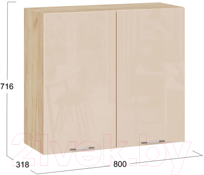 Шкаф навесной для кухни ТриЯ Весна 1В8 (дуб крафт золотой/ваниль глянец)