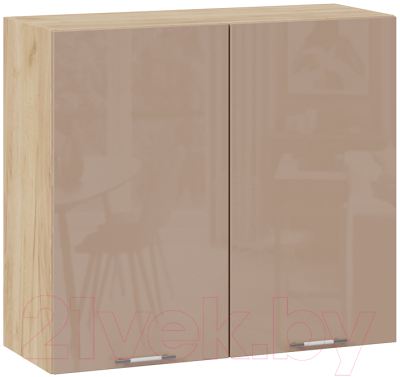 Шкаф навесной для кухни ТриЯ Весна 1В8 (дуб крафт золотой/кофе с молоком) - фото