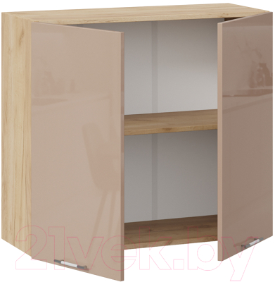 Шкаф навесной для кухни ТриЯ Весна 1В8 (дуб крафт золотой/кофе с молоком)