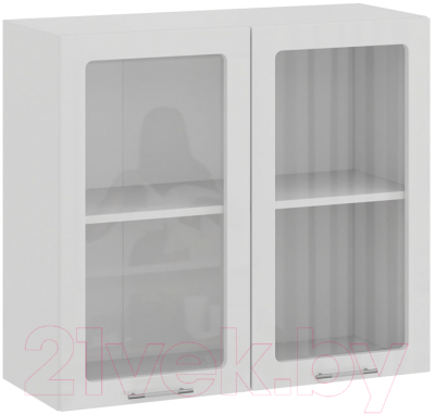 Шкаф навесной для кухни ТриЯ Весна 1В8С (белый/белый глянец) - фото