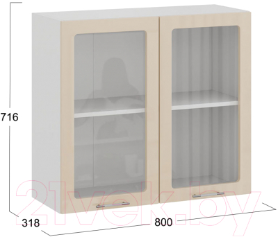 Шкаф навесной для кухни ТриЯ Весна 1В8С (белый/ваниль глянец)