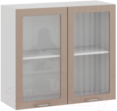Шкаф навесной для кухни ТриЯ Весна 1В8С (белый/кофе с молоком) - фото
