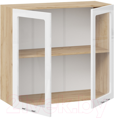 Шкаф навесной для кухни ТриЯ Весна 1В8С (дуб крафт золотой/белый глянец)