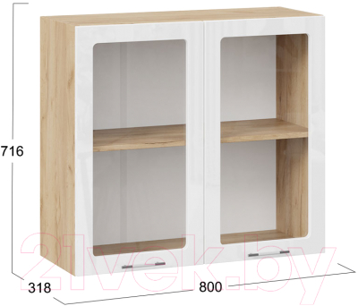 Шкаф навесной для кухни ТриЯ Весна 1В8С (дуб крафт золотой/белый глянец)