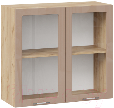 Шкаф навесной для кухни ТриЯ Весна 1В8С (дуб крафт золотой/кофе с молоком) - фото