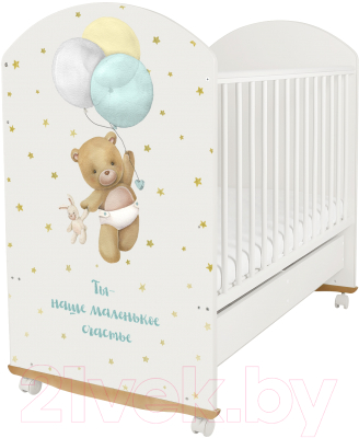 Детская кроватка INDIGO My Sleepy Мишка колесо-качалка и ящик