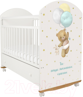 Детская кроватка INDIGO My Sleepy Мишка колесо-качалка и ящик