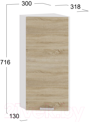 Шкаф навесной для кухни ТриЯ Гранита 1В3Т (белый/дуб сонома)