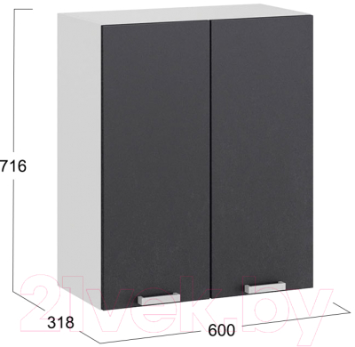 Шкаф навесной для кухни ТриЯ Гранита 1В6 (белый/бетон графит)
