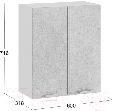 Шкаф навесной для кухни ТриЯ Гранита 1В6 (белый/бетон снежный)
