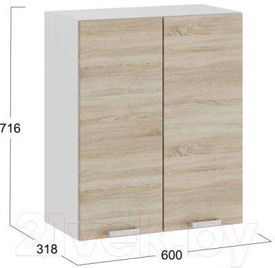 Шкаф навесной для кухни ТриЯ Гранита 1В6 (белый/дуб сонома)
