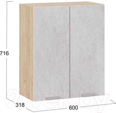 Шкаф навесной для кухни ТриЯ Гранита 1В6 (дуб крафт золотой/бетон снежный)